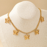 Glod Hollow Chains Butterfly Pendant Necklaces