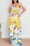 Green The Stars Floral Print V Neck Sleeveless Backless Pocket Floor Length Vacation Baggy Sundress Maxi Slip Dress