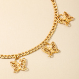 Glod Hollow Chains Butterfly Pendant Necklaces
