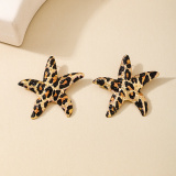 Leopard Print Starfish Casual Earrings