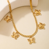 Glod Hollow Chains Butterfly Pendant Necklaces