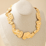 Gold Casual Chains Irregular Geometric Liquid Lava Necklace