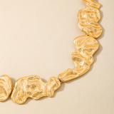 Gold Casual Chains Irregular Geometric Liquid Lava Necklace