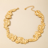 Gold Casual Chains Irregular Geometric Liquid Lava Necklace