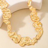 Gold Casual Chains Irregular Geometric Liquid Lava Necklace