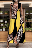 Purple Green Graphics Print Sleeveless O Neck Pocket Casual Loose Vacation Maxi Dresses