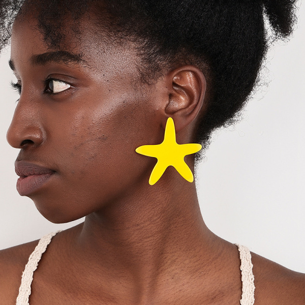 Yellow Colorful Star Beach Earrings