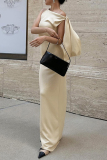 Black Sleeveless Sloping Shoulder Lace Up Irregular Formal Evening Party Prom Bodycon Maxi Dresses
