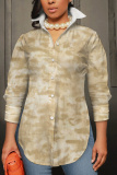 Camel Graphics Print Shirt Collar Long Sleeve Buttons Slit Casual Vacation Shirt Tops