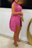 Pink V Neck Sleeveless Vests with Longline Cardigan And Shorts Formal Office Lady Three Pieces Shorts Sets