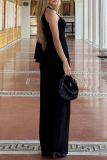 Black Sleeveless Sloping Shoulder Lace Up Irregular Formal Evening Party Prom Bodycon Maxi Dresses