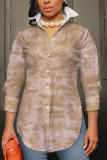 Camel Graphics Print Shirt Collar Long Sleeve Buttons Slit Casual Vacation Shirt Tops