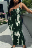 Brown Graphics Print Backless Spaghetti Strap Bodycorn Vacation Long Maxi Slip Dresses