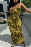 Multicolor Graphics Print Backless Spaghetti Strap Bodycorn Vacation Long Maxi Slip Dresses