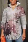 Camel Graphics Print Shirt Collar Long Sleeve Buttons Slit Casual Vacation Shirt Tops