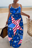 Black Red Graphics Print Backless Sleeveless Spaghetti Strap Floor Length Vacation Baggy Sundress Slip Maxi Dress