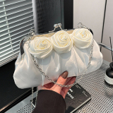 Red 3D Flowers Decor Formal Party Chains Bags