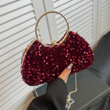 Red Sequins Party Chains Crossbody Bags