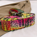 Color Graffiti Letter Print Zipper Casual Crossbody Bags