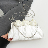 Red 3D Flowers Decor Formal Party Chains Bags