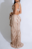 Green Backless Sleeveless One Shoulder Crop Tops And Maxi Skirt Formal Evening Party Prom Two Pieces Dress Sets