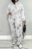 Purple Graphics Print O Neck Long Sleeve Sweatshirt And Pants Sportwear Casual Two Pieces Tracksuit Sweatpants Set