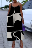 Army Green Graphics Print Backless Sleeveless Spaghetti Strap Casual Vacation Wide Leg Cami Jumpsuits