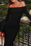 Red Off Shoulder Flare Sleeve Backless Formal Evening Party Prom Wedding Guest Bodycon Maxi Dresses