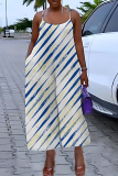 Army Green Graphics Print Backless Sleeveless Spaghetti Strap Casual Vacation Wide Leg Cami Jumpsuits