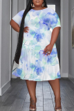 Apricot Floral Print O Neck Short Sleeve Ruffle Hem Casual Vacation Midi Dress