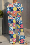Green Graphics Print O Neck Short Sleeve Oversize T-shirt And Wide Leg Pants Casual Two Pieces Trouser Sets