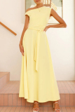 Red Sleeveless Oblique Collar Lace Up Formal Evening Party Prom Maxi Dresses