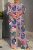 Green Graphics Print O Neck Short Sleeve Oversize T-shirt And Wide Leg Pants Casual Two Pieces Trouser Sets