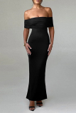 Black Backless Sleeveless Off Shoulder Formal Evening Party Prom Bodycon Maxi Dresses