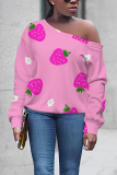 Off White Graphcis Print Oblique Collar Long Sleeve Casual Plus Size Sweatshirt Tops