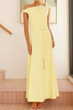 Red Sleeveless Oblique Collar Lace Up Formal Evening Party Prom Maxi Dresses