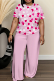 White Black Polka Dot Print O Neck Short Sleeve Oversize T-shirt And Wide Leg Pants Casual Two Pieces Trouser Sets