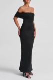 Black Backless Sleeveless Off Shoulder Formal Evening Party Prom Bodycon Maxi Dresses