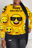 White Purple Cartoon Print Round Neck Long Sleeve Casual Sweatshirts Tops