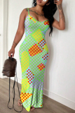 Purple Graphics Print Backless Sleeveless Spaghetti Strap Floor Length Long Baggy Vacation Maxi Slip Dresses