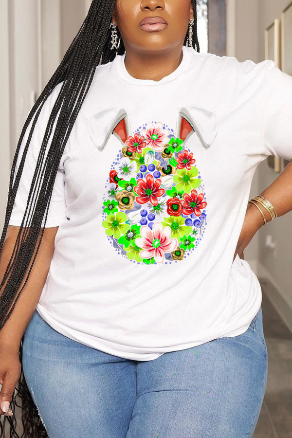 Fluorescent Green Cartoon Print O Neck Short Sleeve Casual Outing Oversize T-Shirts