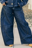 Black High Waist Pocket Casual Denim Wide Leg Jeans