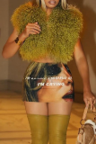 Green Figure Print Hight Waist Night Club Mini Skirt