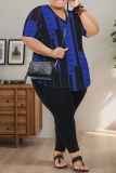 Dark Apricot Print V Neck Short Sleeve Oversize T-shirt And Skinny Pants Casual Plus Size Two Pieces Trouser Set