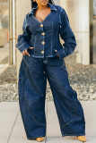 Black High Waist Pocket Casual Denim Wide Leg Jeans