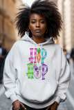 White Blue Cartoon Hoodie Long Sleeves Casual Streetwear Everyday Outfits Pullover Sweatshirt