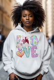 White Blue Cartoon Hoodie Long Sleeves Casual Streetwear Everyday Outfits Pullover Sweatshirt