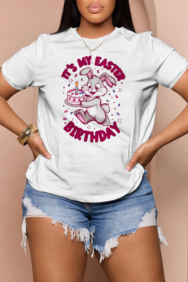 Purple Cartoon Print O Neck Short Sleeve Casual Outing Oversize T-Shirts