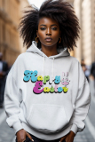 White Blue Cartoon Hoodie Long Sleeves Casual Streetwear Everyday Outfits Pullover Sweatshirt
