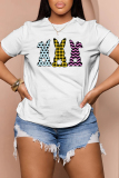 Purple Cartoon Print O Neck Short Sleeve Casual Outing Oversize T-Shirts